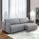 Ver imagem 1 de Sofá Sala de Estar 180cm Retrátril com Detalhe Lateral em Pu Comala Linho Cinza G93 - Gran Belo