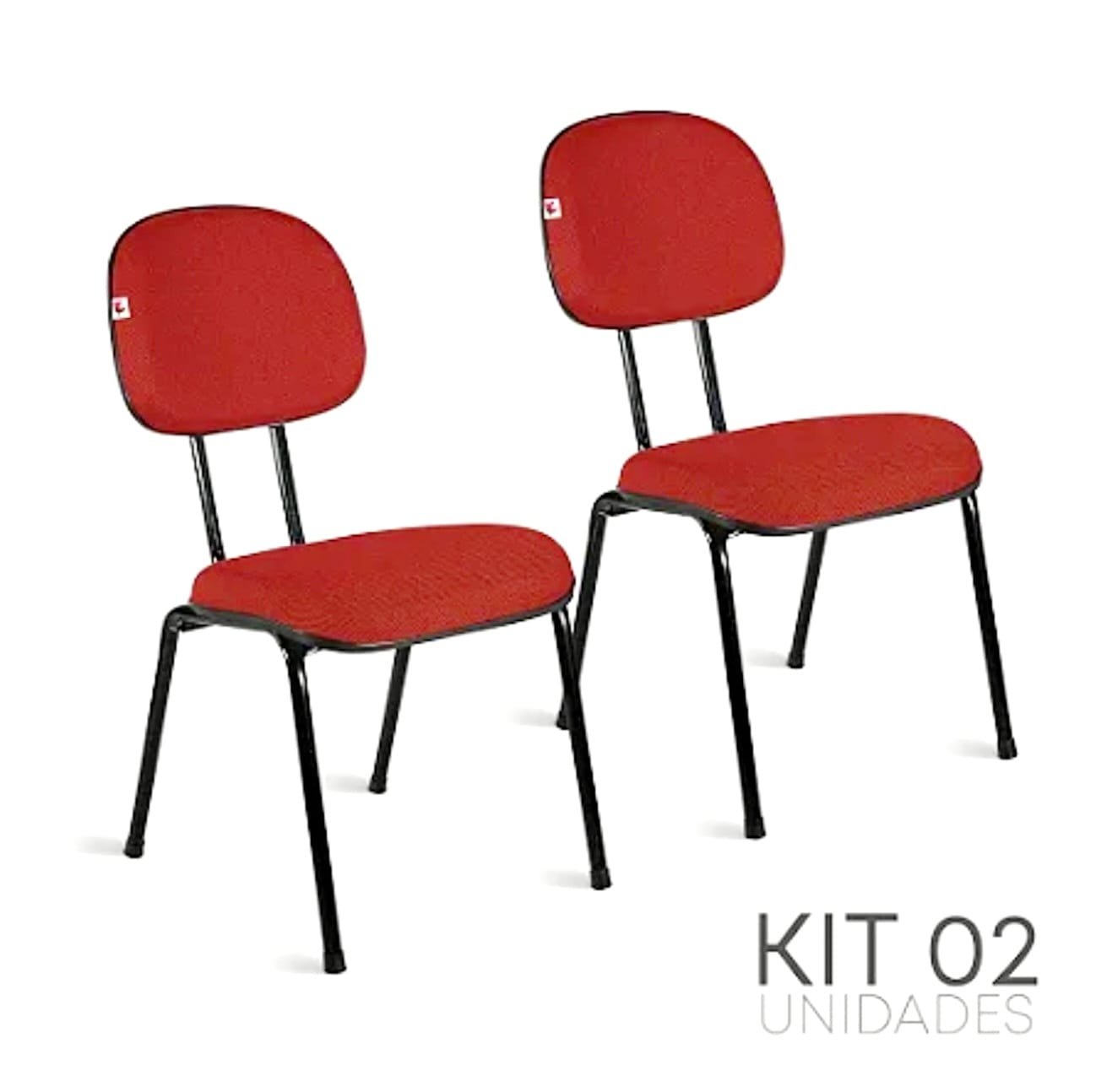 Kit Cjs 02 Cadeiras Secretária Palito Desmontavel Vermelha