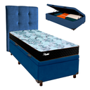 Ver imagem 1 de Cama + Bau Azul e Colchão Molas Ensacadas Solteiro - Life Gold Paropas + Cabeceira