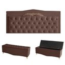 Ver imagem 1 de Kit Barcelona Cabeceira de Cama Painel e Calçadeira Baú Casal 140 Cm Suede Rosê do Lar Móveis e