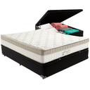 Ver imagem 1 de Cama Box Baú e Colchão King Best Bege Molas Ensacadas Casal Anjos: Preto