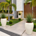 Ver imagem 2 de Vaso Vietnamita Fibra de Vidro Tóquio g 74cm Grande Plantas Off White
