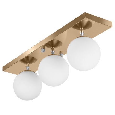 Lustre Luminária Retangular Triplo New Cobre Orby Bolinha