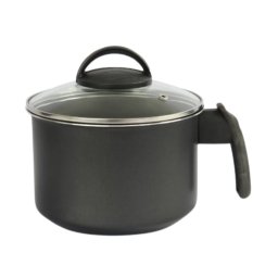 Fervedor Caneco Leiteira 16 Cm Antiaderente Teflon com Tampa de Vidro:preto - 1