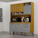 Ver imagem 1 de Armário Cozinha Naya 6 Pts 1gvt Nicho Decorativo Mobilihouse Cinamomo/cinza Acetinado