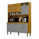 Ver imagem 2 de Armário Cozinha Naya 6 Pts 1gvt Nicho Decorativo Mobilihouse Cinamomo/cinza Acetinado