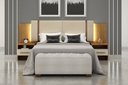 Ver imagem 1 de Cabeceira Cama Box Casal Monterrey com 2 Mesa de Cabeceira Novo Horizonte Cumaru/Fendi