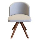 Ver imagem 1 de Cadeira Giratória Madeira Maciça Cor Castanho com Assento Estofado Joana – Exclusiva Linho Palha