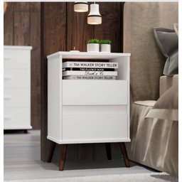 Mesa Cabeceira Criado Paris com 2 Gavetas e Nicho Quarto Decorado Pés Palito - 1