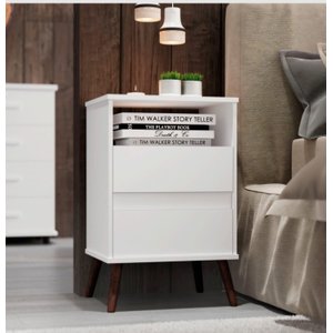 Mesa Cabeceira Criado Paris com 2 Gavetas e Nicho Quarto Decorado Pés Palito
