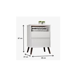 Mesa Cabeceira Criado Paris com 2 Gavetas e Nicho Quarto Decorado Pés Palito - 2