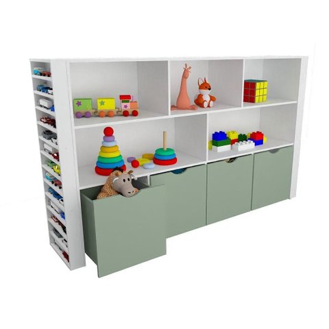 Organizador Infantil Brinquedos Adhara MDF 15mm 205cm Verde Woodcore