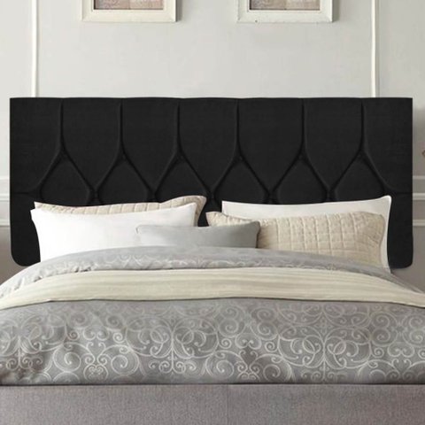Painel Estofado Luxo Capitonê Istambul 195cm King Size para Cama Box Corino Preto - Gat Magazine