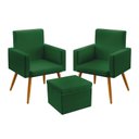 Ver imagem 1 de Kit 2 Poltronas Nina Com Puff Quasar Suede Verde Aradecor