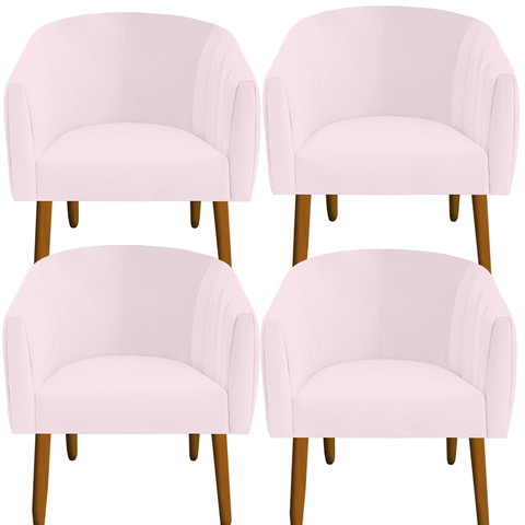 kit 04 Poltrona Julia Decoração Salão Cadeira Escritório Recepção Estar Amamentação Suede Rosa Bebê 