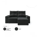 Ver imagem 5 de Sofá Aurora 2 Lugares Retrátil e Reclinável 140cm Preto Suede