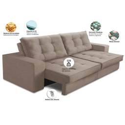 Sofá Retrátil e Reclinável 2 Lugares 1,50m com Molas Marcela Suede Adonai Estofados - 2