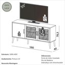 Ver imagem 5 de Rack Madrid 160cm 2 Portas Vidro Canelado Carvalho Rosé Dalla Costa