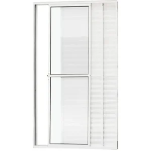 Porta de Aluminio Balcão 3 Folhas com Trinco Linha Leve:2,10 X 1,20/branco