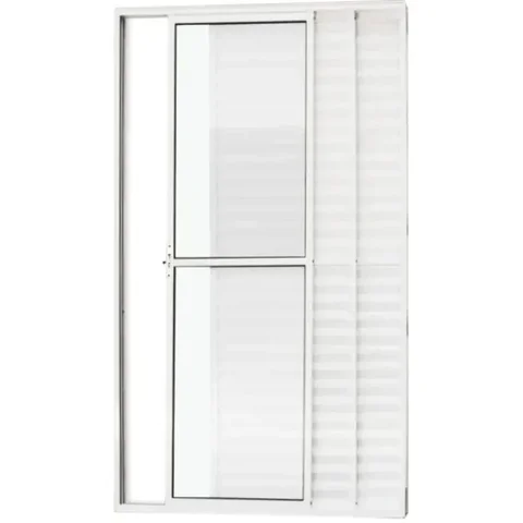 Porta de Aluminio Balcão 3 Folhas com Trinco Linha Leve:2,10 X 1,20/branco