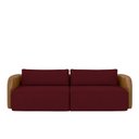 Ver imagem 2 de Sofá Living Sala de Estar Abel 220cm Bipartido Pés de Madeira Pu/veludo Caramelo/bordô G33 - Gran Be