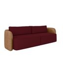 Ver imagem 6 de Sofá Living Sala de Estar Abel 220cm Bipartido Pés de Madeira Pu/veludo Caramelo/bordô G33 - Gran Be