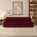 Ver imagem 1 de Sofá Living Sala de Estar Abel 220cm Bipartido Pés de Madeira Pu/veludo Caramelo/bordô G33 - Gran Be