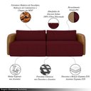 Ver imagem 3 de Sofá Living Sala de Estar Abel 220cm Bipartido Pés de Madeira Pu/veludo Caramelo/bordô G33 - Gran Be