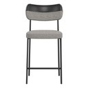 Ver imagem 2 de Banqueta Média Cozinha Lila com Encosto Couríssimo Preto Linho Cinza - Desk Design