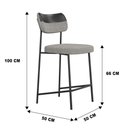 Ver imagem 4 de Banqueta Média Cozinha Lila com Encosto Couríssimo Preto Linho Cinza - Desk Design