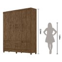 Ver imagem 5 de Guarda Roupa Casal Ms912 4 Portas 2 Gavetas Castanho Wood - Moval