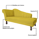 Ver imagem 7 de Recamier Divã para Sala Cecilia Pés Retro Tabaco 1.60cm Suede Amarelo - Incasa Decor