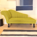 Ver imagem 2 de Recamier Divã para Sala Cecilia Pés Retro Tabaco 1.60cm Suede Amarelo - Incasa Decor