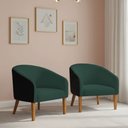 Ver imagem 1 de Poltrona Sala Decorativa Kit 2 Stella Pé Madeira Trapézio Castanho Sintético Pu D03 - D’Rossi