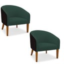 Ver imagem 2 de Poltrona Sala Decorativa Kit 2 Stella Pé Madeira Trapézio Castanho Sintético Pu D03 - D’Rossi