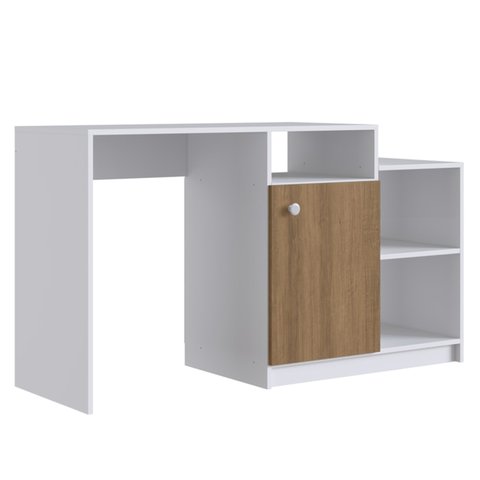 Escrivaninha Multiuso 01 Porta 03 Nichos 135cm Branco Mel Proddy