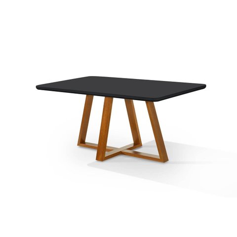 Mesa de Jantar Bela 160x90cm Pés Madeira Tampo Vidro/MDF