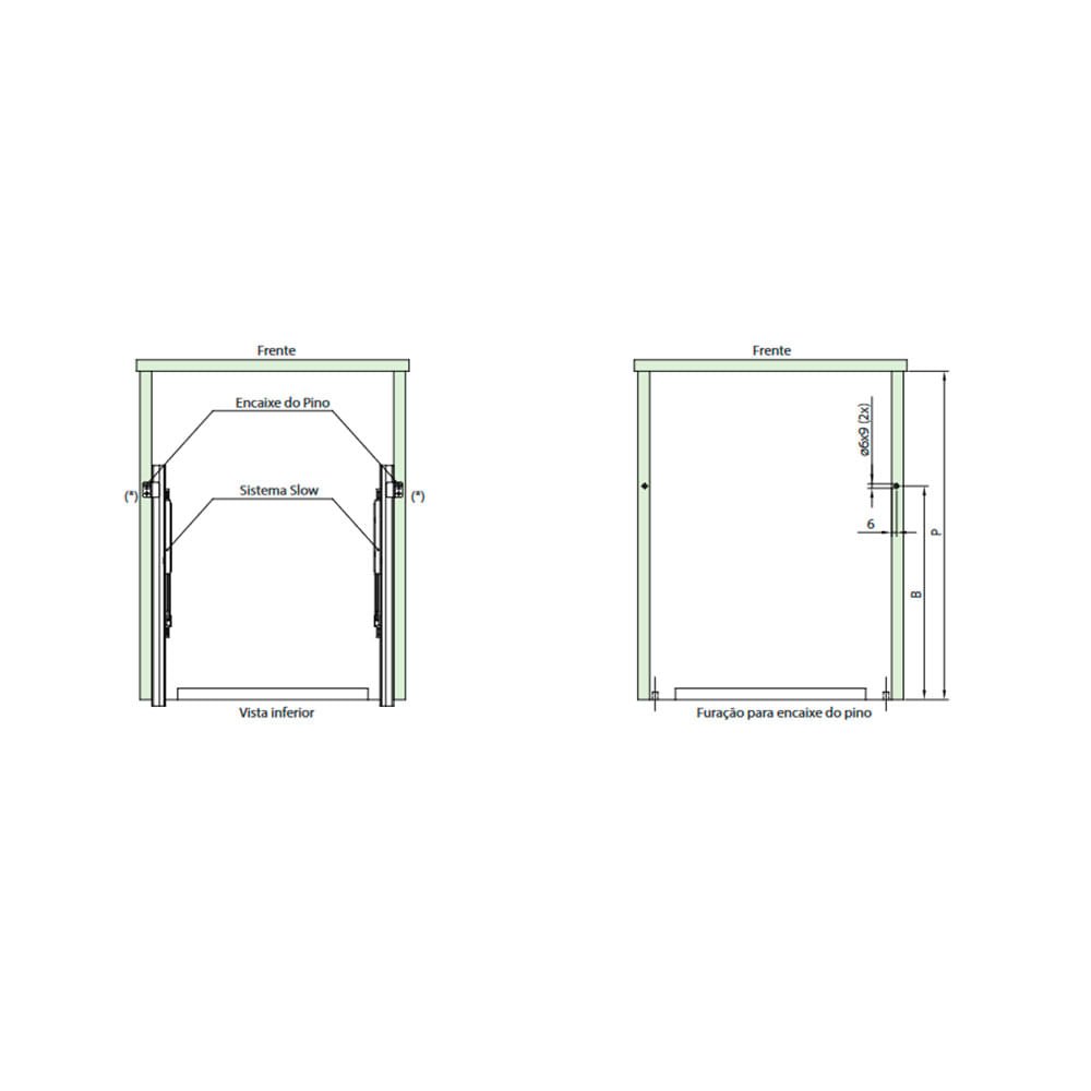 Corrediça Oculta Slim com Pino Slow Extração Parcial 25kg Fgvtn 350 Mm - 54fsoc12350psx0 - 2