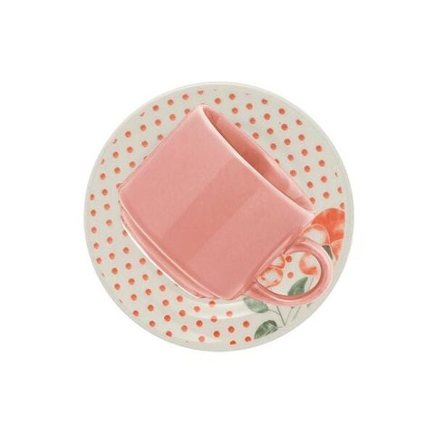 Conjunto de 6 Xícaras Grandes 200ml Com Pires Holambra