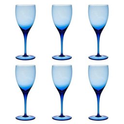 Jogo de 6 Taças Coloridas De Cristal Água 470ml Azul Claro - 2