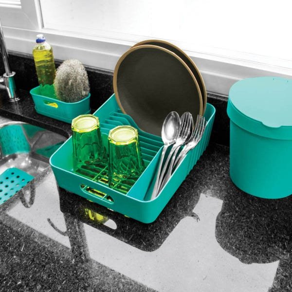 Kit de Cozinha - Organizador de Pia + Escorredor + Lixo Verde Moda do Chef - 2