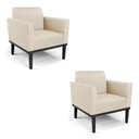 Ver imagem 1 de Kit 2 Poltronas Base de Madeira Fixa Preto Marisa Corino Bege D03 - D’Rossi