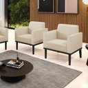 Ver imagem 2 de Kit 2 Poltronas Base de Madeira Fixa Preto Marisa Corino Bege D03 - D’Rossi