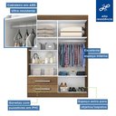 Ver imagem 6 de Guarda Roupa Solteiro 4 Portas 2 Gavetas e 2 Espelhos Madri Minastex Freijó