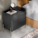 Ver imagem 3 de Mesa de Cabeceira com Gaveta Grafite para Quarto Moriah 60cm:dourado/grafite