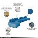 Ver imagem 3 de Sofá Ilha Sala de Estar Dakota 4 Módulos 626cm Encostos Almofadas Soltas Veludo Azul G33 - Gran Belo