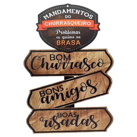 Placa Decorativa Mandamentos Do Churrasqueiro - Bons Amigos