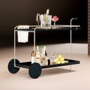 Ver imagem 1 de Carrinho Bar Agnes com Rodízios e Prateleiras Ébano Estrutura Metálica Champagne