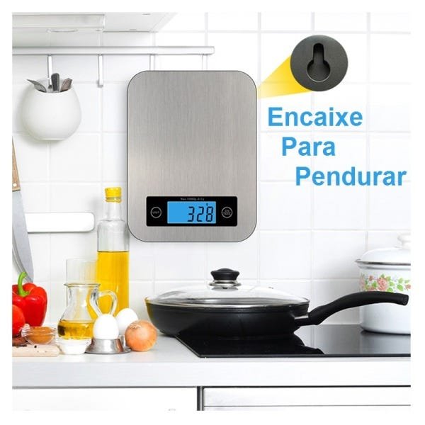 Balança Cozinha Gourmet Alimentos 10kg Aço Inox Tela LCD Touch Screem - 6