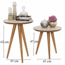 Ver imagem 2 de jogo 2 mesas retrô pés palito, lateral e apoio classic prime - off white / freijo - Comprar Moveis E